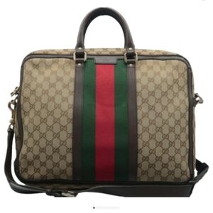 Gucci Beige and Brown Bag with Red and Green Stripe